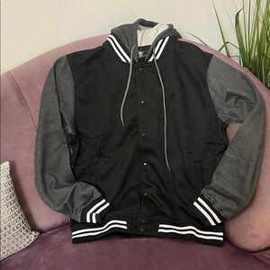 Encore Jeans Black and Gray Bomber Jacket